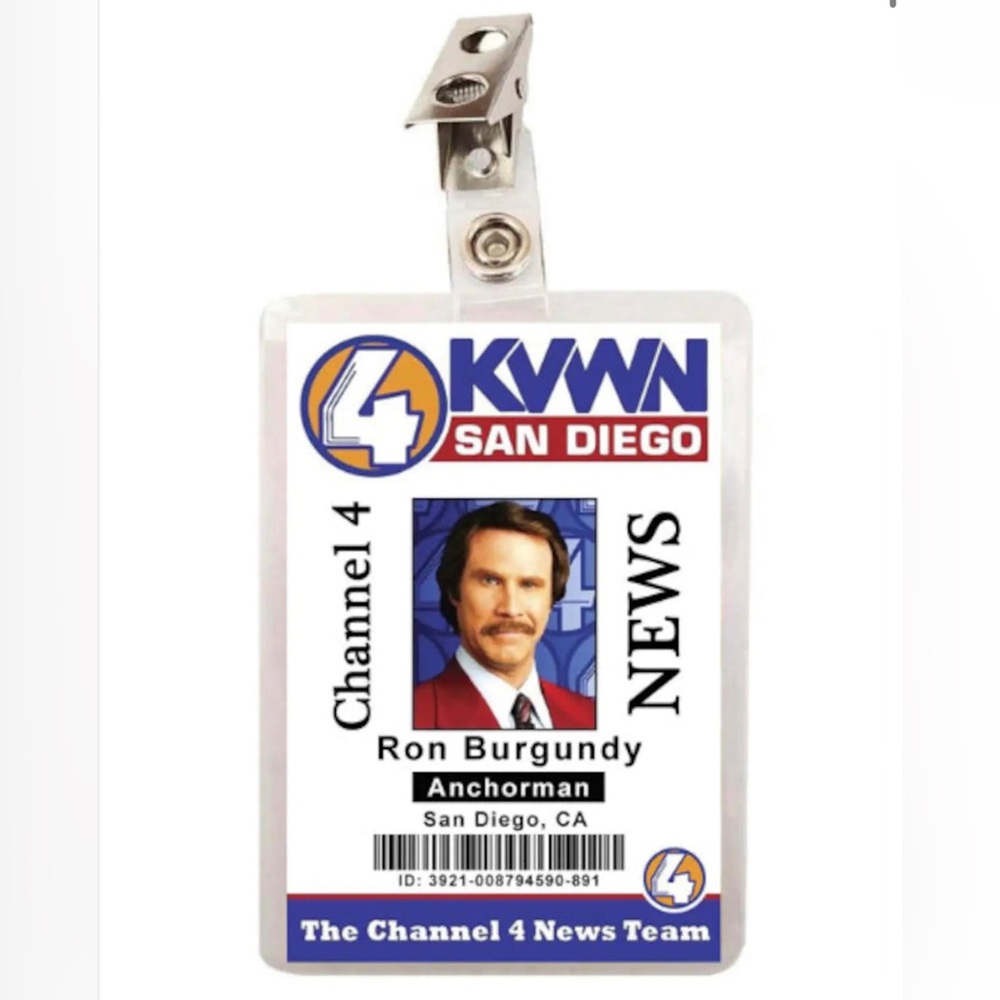 Anchorman Movie Ron Burgundy ID Badge